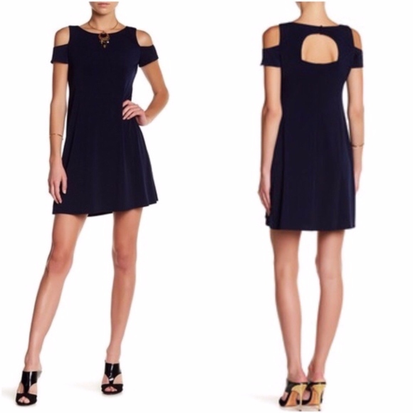 Eliza J Dresses & Skirts - Eliza J Blue A Line Cutout Cold Shoulder Dress